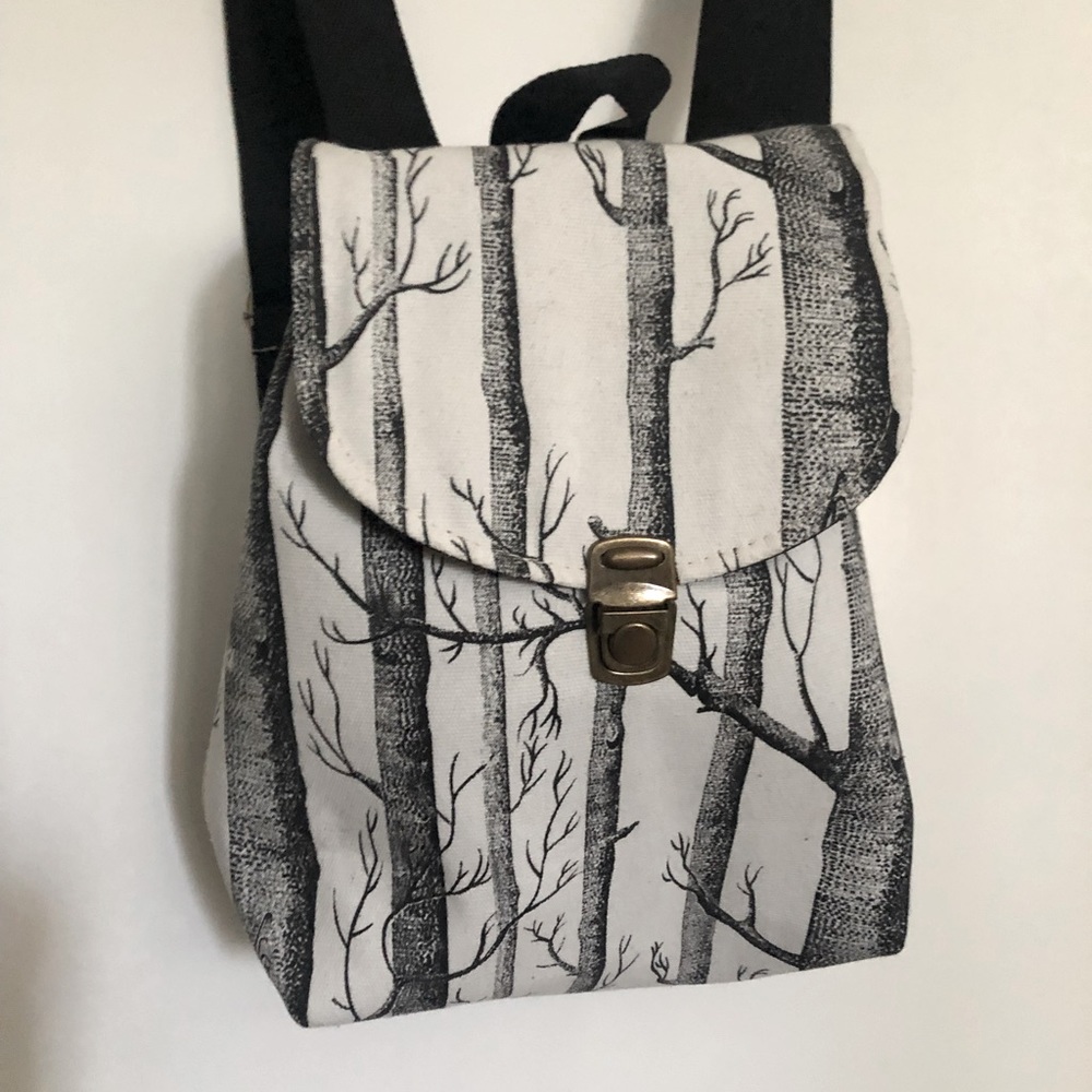 Handmade aspen print mini backpack with adjustable straps